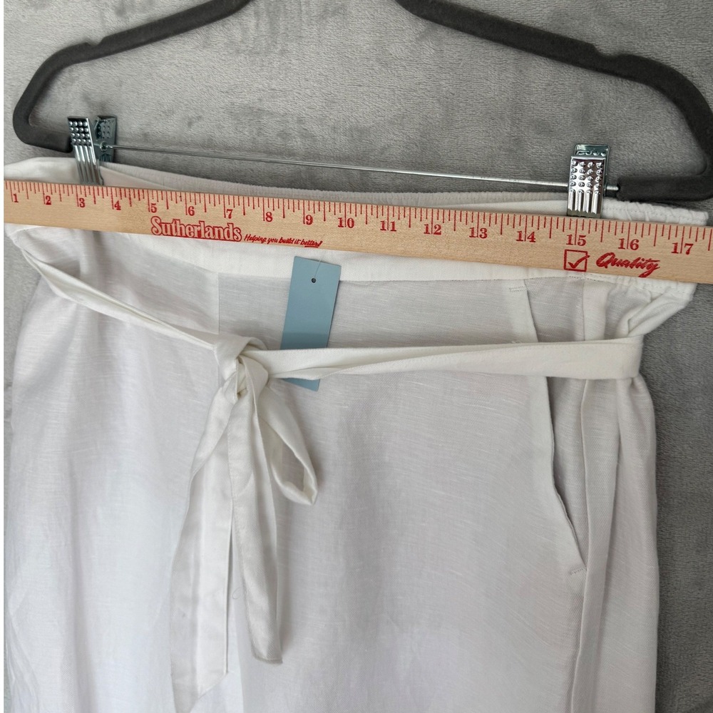 NWT LOFT White Linen Blend Wide Leg Cropped Pants Petite Large LP 32825497 - Picture 3 of 10